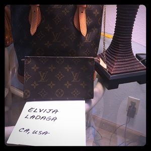 LV PM brown monogram bucket bag with pouch